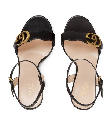 Womens Gucci black Leather Marmont Sandals 105 